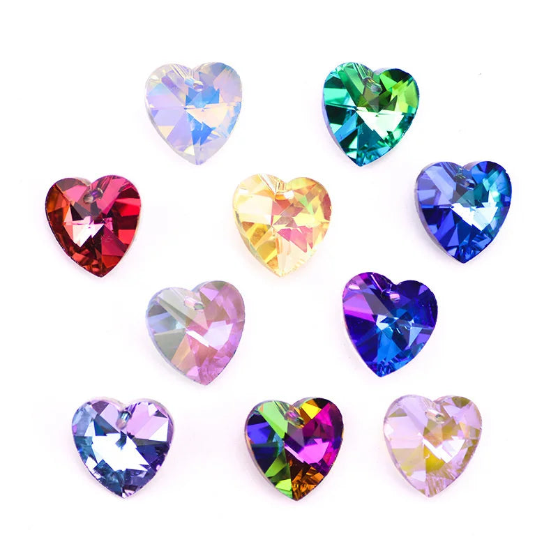 Crystal Heart Beads Glass Bead Peach Pendant Gems Jewelry Making