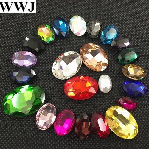 Glass Crystal Oval Stone 4x6mm~30x40mm Jewelry Making Beads