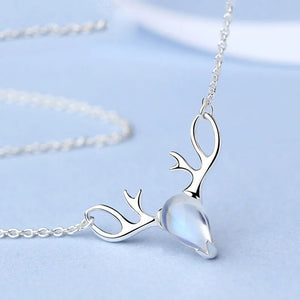 Moonstone Deer Has You Sterling Silver Necklace 925 Female Style