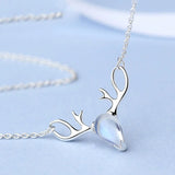Moonstone Deer Has You Sterling Silver Necklace 925 Female Style
