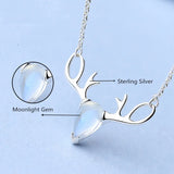 Moonstone Deer Has You Sterling Silver Necklace 925 Female Style