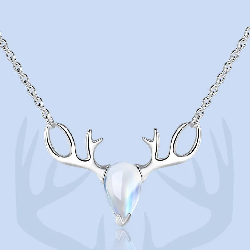 Moonstone Deer Has You Sterling Silver Necklace 925 Female Style
