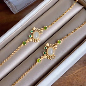 Hetian Jade Little Crab Retro Women's Bracelet