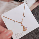 Temperament Skirt Clavicle Chain Necklace Full CZ Pendant Short Crystal