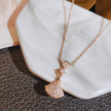 Temperament Skirt Clavicle Chain Necklace Full CZ Pendant Short Crystal