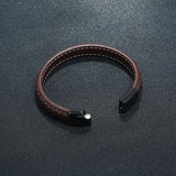 Leather Stainless Steel Magnetic Bracelet All-match Woven Cowhide Bracelet