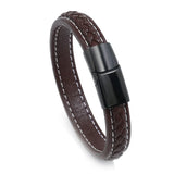 Leather Stainless Steel Magnetic Bracelet All-match Woven Cowhide Bracelet