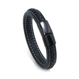 Leather Stainless Steel Magnetic Bracelet All-match Woven Cowhide Bracelet