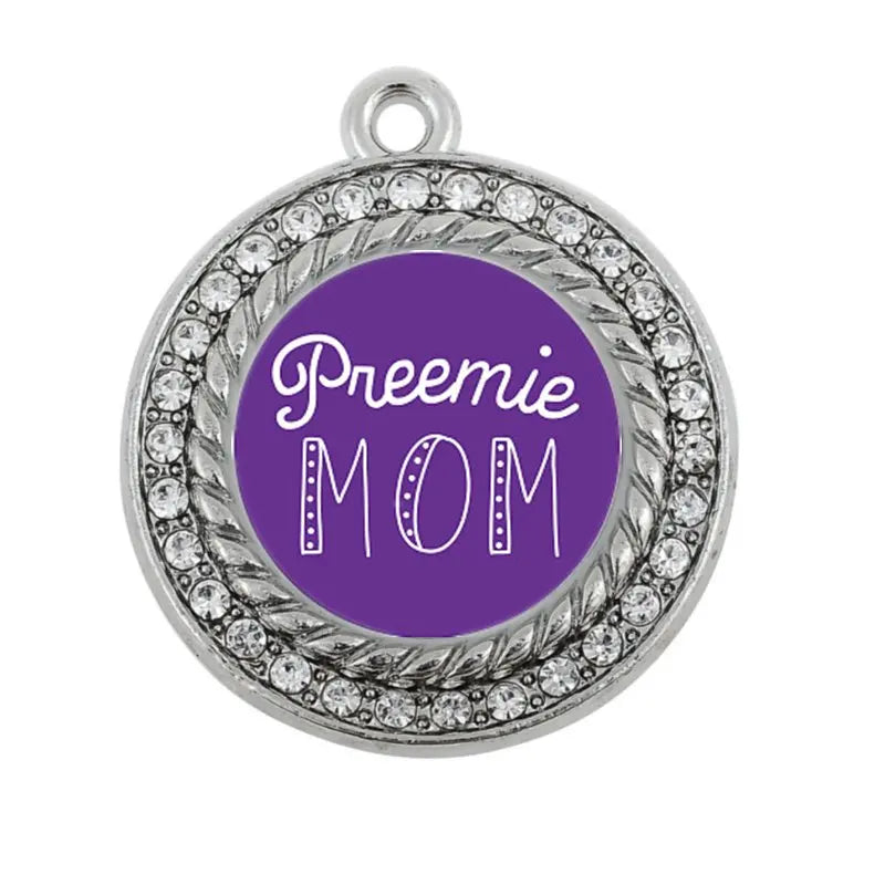 PREEMIE MOM CIRCLE CHARM antique silver plated jewelry