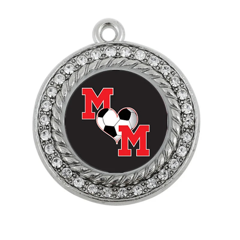Soccer Mom Circle Charm Antique Silver Plated Jewelry