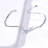 Silver Deer Horn Zircon Bracelet for Girls