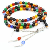 Allah Mohammed 6mm Agate Stone Tasbih Muslim Rosary 99 Beads