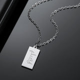 Allah Pendant Bar Frame Arabic Name Necklace Deep Carved Square Necklace