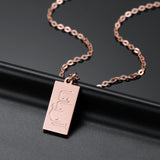 Allah Pendant Bar Frame Arabic Name Necklace Deep Carved Square Necklace