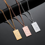 Allah Pendant Bar Frame Arabic Name Necklace Deep Carved Square Necklace