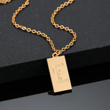 Allah Pendant Bar Frame Arabic Name Necklace Deep Carved Square Necklace