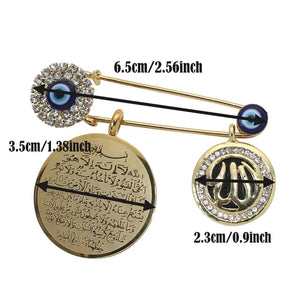 Evil Eye Brooch Allah Islam Muslim Ayatul Kursi Protection Pin