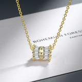 925 Sterling Silver Crystal Pendant Necklace H195