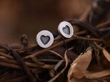 925 Silver Heart Stud Earrings for Women Mother's Gift