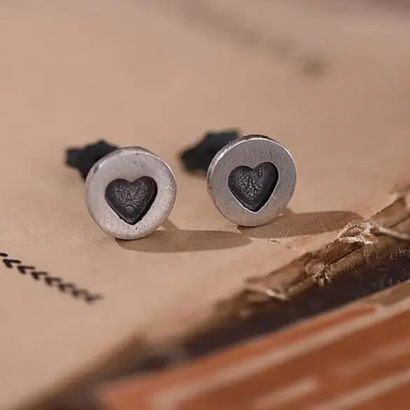 925 Silver Heart Stud Earrings for Women Mother's Gift