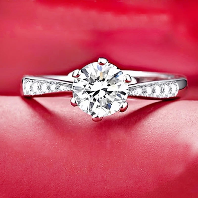 Allergy Pure Tibetan Silver Rings Round Clear Cubic Zircon Wedding Band