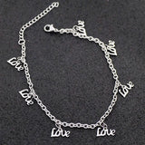 Stainless Steel Ankle Bracelet for Women Pentacle Love Heart Charm Bracelet