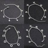Stainless Steel Ankle Bracelet for Women Pentacle Love Heart Charm Bracelet
