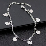 Stainless Steel Ankle Bracelet for Women Pentacle Love Heart Charm Bracelet