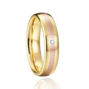 Tungsten Carbide Wedding Rings Set His and Hers Rose Golden Bicolor