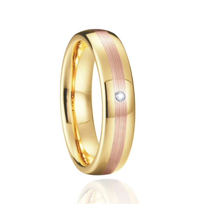 Tungsten Carbide Wedding Rings Set His and Hers Rose Golden Bicolor