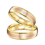 Tungsten Carbide Wedding Rings Set His and Hers Rose Golden Bicolor