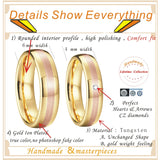 Tungsten Carbide Wedding Rings Set His and Hers Rose Golden Bicolor
