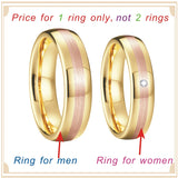 Tungsten Carbide Wedding Rings Set His and Hers Rose Golden Bicolor