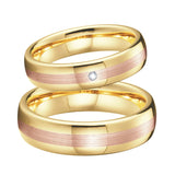 Tungsten Carbide Wedding Rings Set His and Hers Rose Golden Bicolor