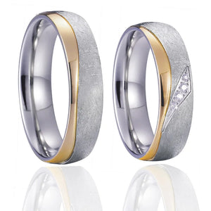 His & Hers Wedding Rings Set Silver Straw Matte Couple Ring Women