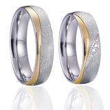 His & Hers Wedding Rings Set Silver Straw Matte Couple Ring Women