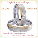 His & Hers Wedding Rings Set Silver Straw Matte Couple Ring Women