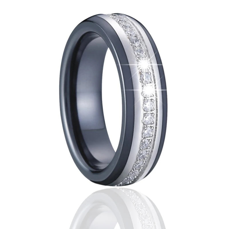 Cubic Zirconia Anniversary Couple Rings Men Women Wedding Band