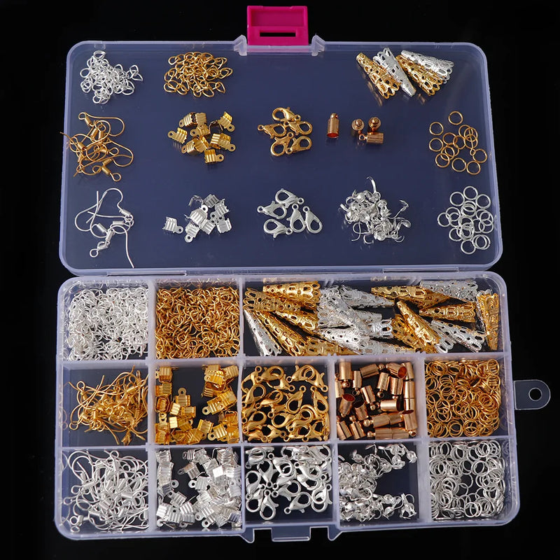 Alloy Jewelry Findings Set Earrings Hook Clasp Rings