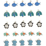 Alloy Animal Enamel Charms Elephant Pendant for Bracelets