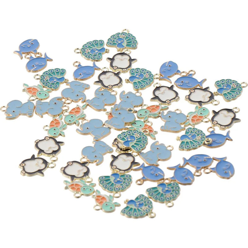 Alloy Animal Enamel Charms Elephant Pendant for Bracelets