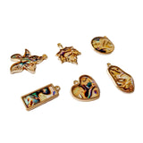 Alloy Acrylic Eardrop Metal Pendant Necklace Charms Jewelry Finding 4pcs