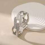 Metal Crystal Bangle Big Cuff Bracelet Irregular Punk Jewelry