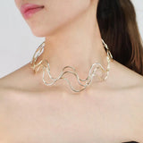 Alloy Wave Shape Choker Necklace for Women