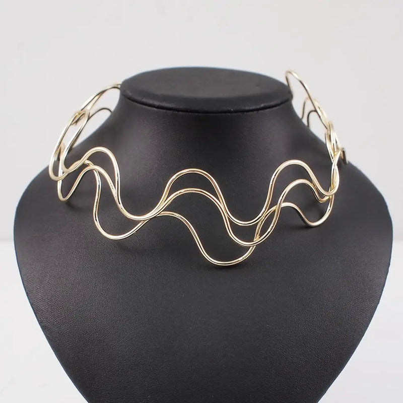 Alloy Wave Shape Choker Necklace for Women