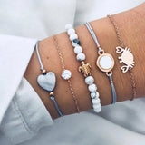 Alloy Bracelet Set Crab Heart Turquoise Bracelet Five Piece Set Earrings