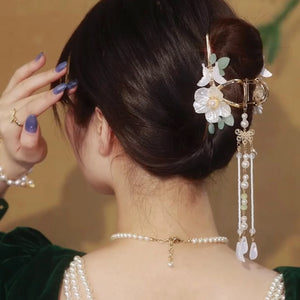 Alloy Claw Clip Clamp Flower Rhinestone Pearl Rose Tassel Clip Head Accessories