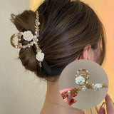 Alloy Claw Clip Clamp Flower Rhinestone Pearl Rose Tassel Clip Head Accessories