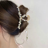 Alloy Claw Clip Clamp Flower Rhinestone Pearl Rose Tassel Clip Head Accessories