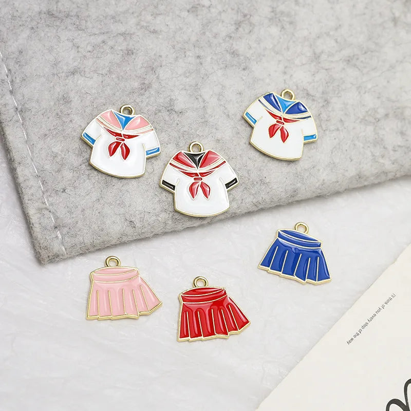 Alloy Drip Oil School Uniform Skirt Pendant Charms Material